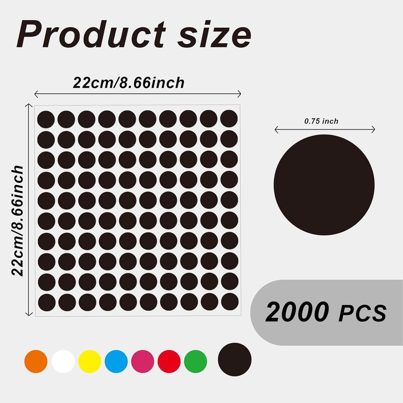Aurtho 2000 Pcs 3/4" Garage Sale Price Stickers Sheets, Black Yard Sale Price Stickers, Round Color Coding Labels, Circle Dot Sticker for Home Decorative, Office, Classroom, Papers Etc - Image 2